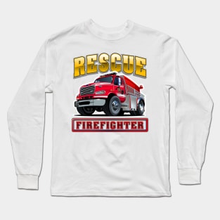 Cartoon Fire Truck Long Sleeve T-Shirt